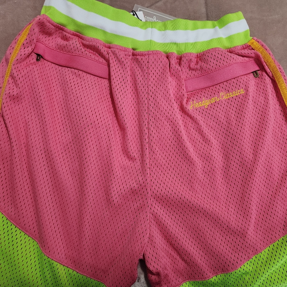 Headgear Fresh Prince Basketball shorts Pink & Green Mens Size M 100% Poly NWT - Picture 2 of 6